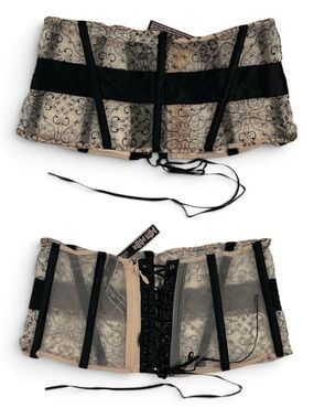 Victoria’s Secret Very Sexy Black Tan Floral Lace Garter Belt | XS/S | NIP